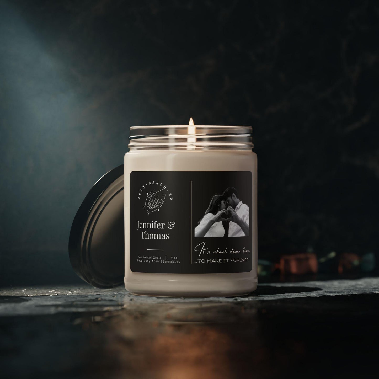 Photo Engagement Candle Personalized Scented Candles Gift for Romantic Couple Bachelorette Party Gift Custom Candle Engagment Gift for Coupl