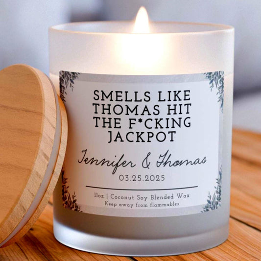 Engagement Candle Personalized Bachelorette Party Gift Funny Candle Custom Engagement Gift Wedding Gift Custom Date Gift for Couple