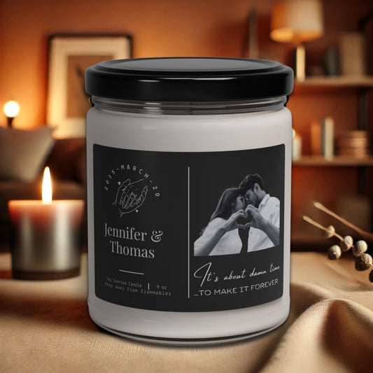 Photo Engagement Candle Personalized Scented Candles Gift for Romantic Couple Bachelorette Party Gift Custom Candle Engagment Gift for Coupl