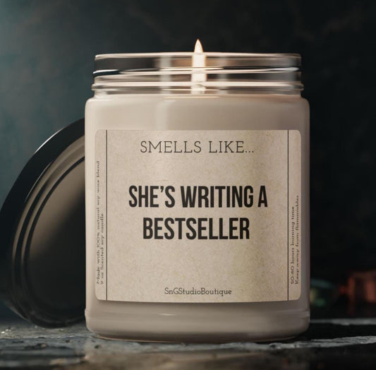 Writer Gift Custom Candle Funny Unique Handmade Personalized Gift for Writers Book Lover Customizable Message Bestseller Author