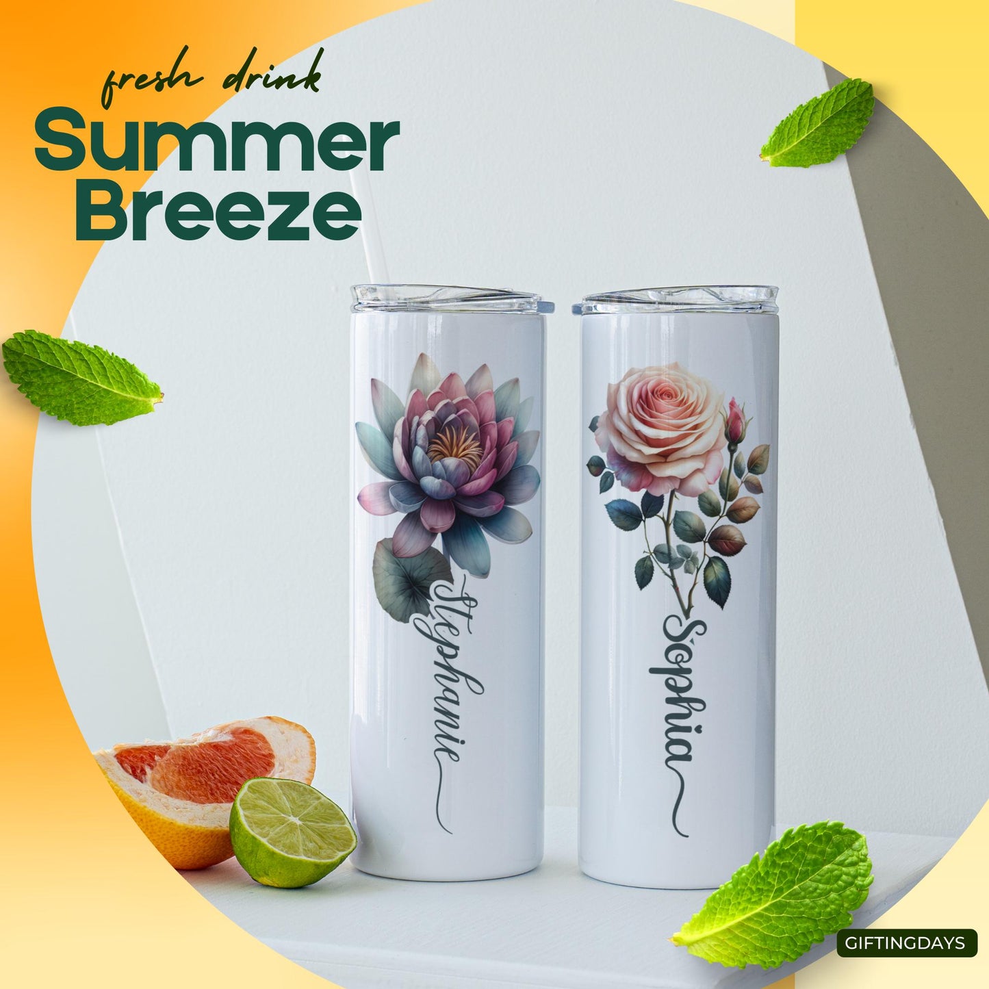 Birth Flower Tumbler Custom Birthday Gift for Her Bridesmaid Gift Wedding Cup Mothers Day Grandma Gift Tumbler with Lid and Straw